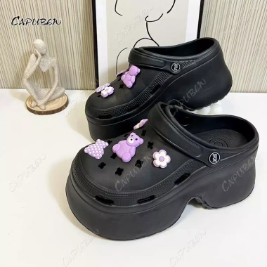 CAPUBEW Dép Lỗ Nữ Gắn Hoa Eva Dễ Tháo Đế Mềm Chống Trượt Thoáng Khí - 272k