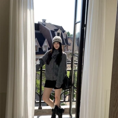 Cardigan Mùa Đông Hàn Quốc Cổ Cao Nút Sừng - Áo Len ấm áp, giảm giá 22% chỉ 135k 8