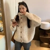Cardigan Mùa Đông Hàn Quốc Cổ Cao Nút Sừng - Áo Len ấm áp, giảm giá 22% chỉ 135k 10