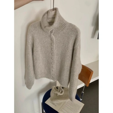 Cardigan nữ cổ rùa Hàn Quốc mùa thu đông dệt kim dày mềm mại giữ nhiệt