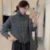 Cardigan nữ cổ rùa Hàn Quốc mùa thu đông dệt kim dày mềm mại giữ nhiệt 10