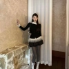 Cardigan Nữ Dài Tay Dệt Kim Đen – Phong Cách Ngọt Ngào, Chấm Bi Ren Tay Độc Đáo, Giá chỉ 146.267₫ 2