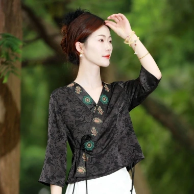 Cardigan Top Mùa Hè 2.025 Thêu Tay Ngắn Phong Cách Dân Tộc – Giá 316.323 VND 8