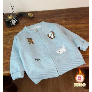 Cardigan trẻ em Hàn Quốc, áo len dây kéo, thêu dễ thương, thuđông - Giá 234.976đ