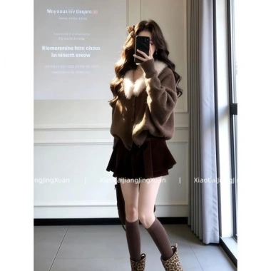 Cardigan và Top Rời Cổ V Sang Trọng, Dệt Kim Mỏng, Hoàn Hảo Khi Kết Hợp Với Váy Ngắn Bộ Đồ Hai Mảnh 129k