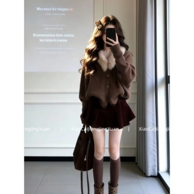 Cardigan và Top Rời Cổ V Sang Trọng, Dệt Kim Mỏng, Hoàn Hảo Khi Kết Hợp Với Váy Ngắn Bộ Đồ Hai Mảnh 129k