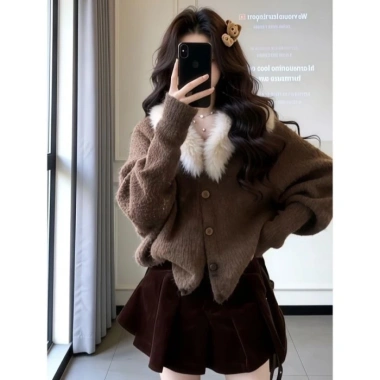 Cardigan và Top Rời Cổ V Sang Trọng, Dệt Kim Mỏng, Hoàn Hảo Khi Kết Hợp Với Váy Ngắn Bộ Đồ Hai Mảnh 129k
