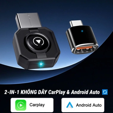 CarPlay không dây 2-in-1 - Cắm chạy ngay, hỗ trợ iPhone & Android, gọn nhẹ, giá 368.000đ