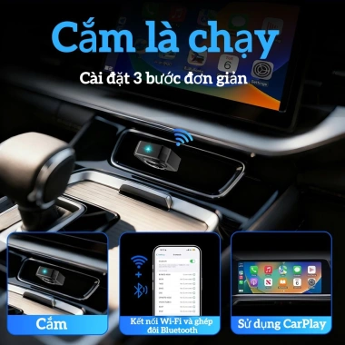 CarPlay không dây 2-in-1 - Cắm chạy ngay, hỗ trợ iPhone & Android, gọn nhẹ, giá 368.000đ