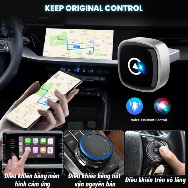 CarPlay không dây 2 trong 1 - Cắm chạy, iPhone & Android, Bluetooth 5.3, xe cũ 8 CarPlay không dây 2 trong 1 - Cắm chạy, iPhone & Android, Bluetooth 5.3, xe cũ 8