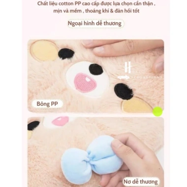 CarSpa Set Tựa Trên Xe Ô Tô Gấu Thỏ Đeo Nơ Dễ Thương Tựa Cổ, Gối Tựa Lưng, 105k
