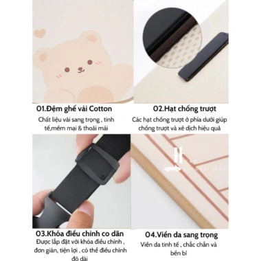 CarSpa Set Tựa Trên Xe Ô Tô Gấu Thỏ Đeo Nơ Dễ Thương Tựa Cổ, Gối Tựa Lưng, 105k