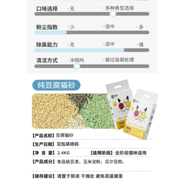 Cát vệ sinh đậu hũ xả toilet không nghẹt, khử mùi 98% nhanh, không bụi 2,4kg - Giá ưu đãi 465.474 VND 9