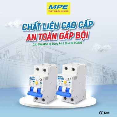 Cầu dao RCBO2 2 cực bảo vệ quá tải MPE, chống nước IP40 16‑63A, giảm giá 361.669₫ 5 Cầu dao RCBO2 2 cực bảo vệ quá tải MPE, chống nước IP40 16‑63A, giảm giá 361.669₫ 5