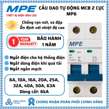 Cầu Dao Tự Động MCB 10A-63A MPE Seri MP6 2P 2 Cực - Giá ưu đãi 97.833 VND