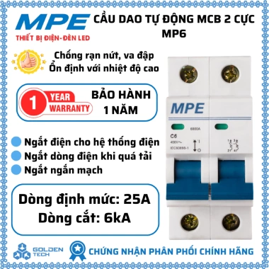 Cầu Dao Tự Động MCB 10A-63A MPE Seri MP6 2P 2 Cực - Giá ưu đãi 97.833 VND 10