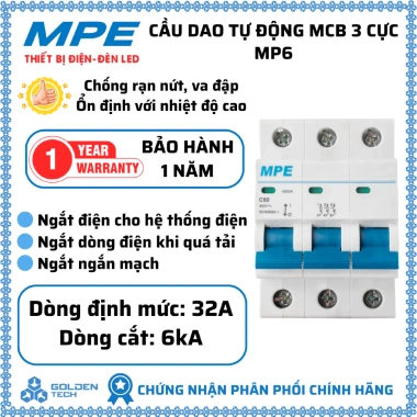 Cầu Dao Tự Động MCB MP6 3P 3 Cực 10-63A – Tiết kiệm năng lượng, bảo vệ mạch, giá chỉ 153.670₫ 10 Cầu Dao Tự Động MCB MP6 3P 3 Cực 10-63A – Tiết kiệm năng lượng, bảo vệ mạch, giá chỉ 153.670₫ 10