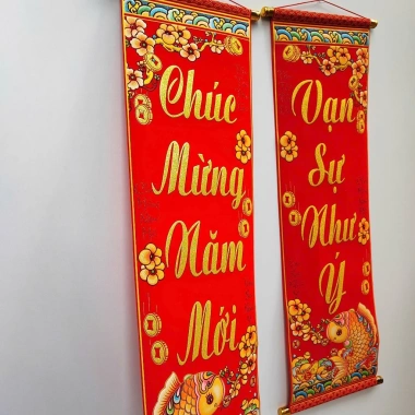 Câu Đối Đỏ In Nổi 3D Phủ Kim - Trang Trí Tết Nguyên Đán 2.026 Giá Ưu Đãi 129k 2