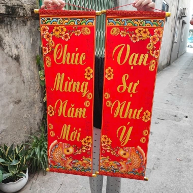 Câu Đối Đỏ In Nổi 3D Phủ Kim - Trang Trí Tết Nguyên Đán 2.026 Giá Ưu Đãi 129k 3