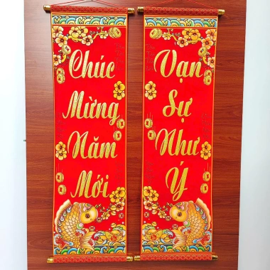 Câu Đối Đỏ In Nổi 3D Phủ Kim - Trang Trí Tết Nguyên Đán 2.026 Giá Ưu Đãi 129k 6