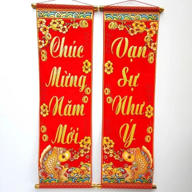 Câu Đối Đỏ In Nổi 3D Phủ Kim - Trang Trí Tết Nguyên Đán 2.026 Giá Ưu Đãi 129k 10