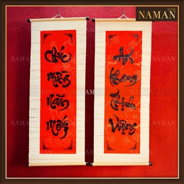 Câu Đối Đỏ Trang Trí Tết 2.026 - Tranh Liễn Giấy Nhung Thư Pháp Giá 99.500 VND