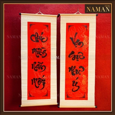 Câu Đối Đỏ Trang Trí Tết 2.026 - Tranh Liễn Giấy Nhung Thư Pháp Giá 99.500 VND