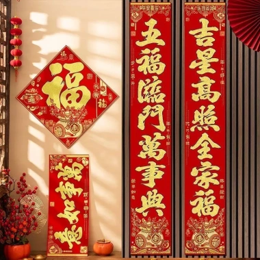 Câu đối đổ xô cao cấp 2.026 Năm con ngựa, lễ hội mùa xuân vàng hồng, phong cách mới cho cổng nông thôn