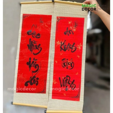 Câu đối mành tre trang trí Tết chữ thư pháp may mắn - Giá chỉ 185.000 VNĐ 3
