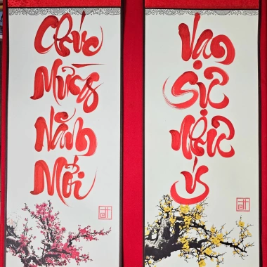 Câu đối tết 2.026 chúc mừng năm mới - Giấy bo vải lụa xinh xắn, trang trí tết đẹp, giá 85.000 VNĐ