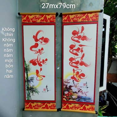 Câu đối tết 27x79cm kèm nẹp treo - Quà Tết, Tranh thư pháp, giảm còn 99.000đ