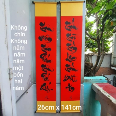 Câu đối tết giấy mỹ thuật 26x141cm - Hai mẫu vàng đỏ, giảm còn 245.000đ