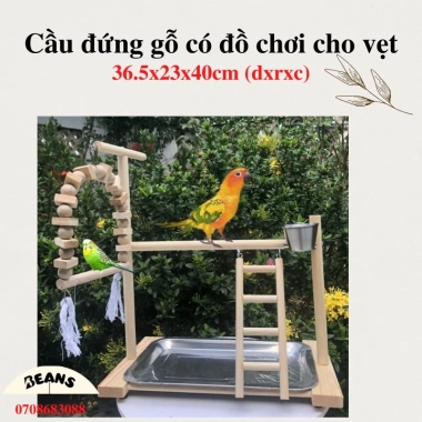 Cầu đứng gỗ cho chim và vẹt size nhỏ và trung 36,5x23x40cm - Giá ưu đãi 260.000₫