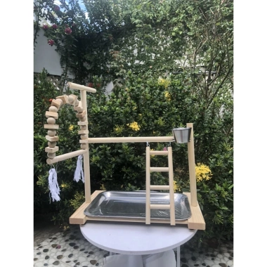 Cầu đứng gỗ cho chim và vẹt size nhỏ và trung 36,5x23x40cm - Giá ưu đãi 260.000₫