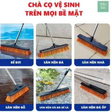 Cây chà sàn 130cm tay cầm inox – chà cọ 40‑60cm, vệ sinh sân vườn, sàn gỗ, giảm 20% – 80k