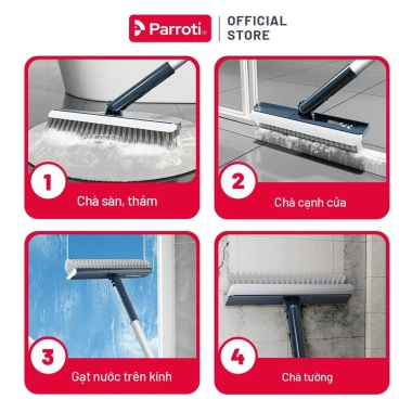 Cây chà sàn nhà tắm Parroti Easy ES04: Chổi cọ và gạt nước 2 trong 1, 159.000₫