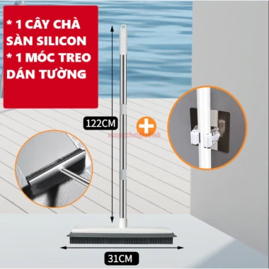 Cây Chà Sàn Silicon 2 trong 1 kèm Gạt Nước và Móc Treo Tường 31cm Giá Chỉ 160.000 VND