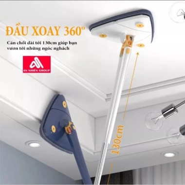 Cây chổi lau nhà đa năng hình tam giác tự vắt, xoay 360 độ - Giá chỉ 109.000₫