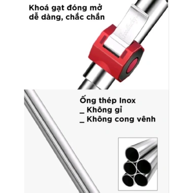 Cây chổi lau nhà xoay 360 độ 3.6.0 độ inox, gồm 1 thân, đầu bông, đầu xoay – Giá 195.000₫ 3