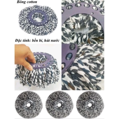 Cây chổi lau nhà xoay 360 độ 3.6.0 độ inox, gồm 1 thân, đầu bông, đầu xoay – Giá 195.000₫ 7