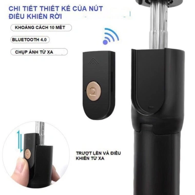 Cây Chụp Hình Bluetooth 3 Chân Selfie Stick R1 - Kẹp Xoay 360, Giá 145.000₫