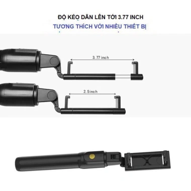 Cây Chụp Hình Bluetooth 3 Chân Selfie Stick R1 - Kẹp Xoay 360, Giá 145.000₫