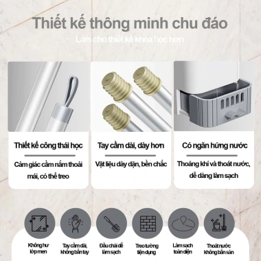 Cây Cọ Bồn Cầu Nhà Vệ Sinh 3 Trong 1 với Cốc Đựng & Dán Tường Giá Ưu Đãi