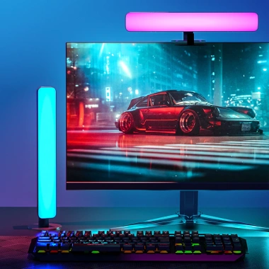 Cây Đèn LED RGB 33cm Trang Trí PC, Ô Tô & Phòng - Remote, Nhiều Nháy, Giá 28k