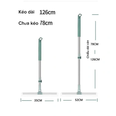 Cây gạt nước sàn xoay 360 độ inox 35/55cm, tay cầm tiện lợi, giá chỉ 79.000₫