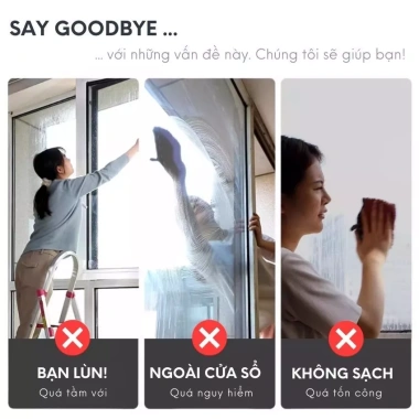 Cây gậy lau kính xoay 360 độ dài 2 mặt, dụng cụ đa năng 2 chức năng kèm gạt kính, giá chỉ 165.000đ 2