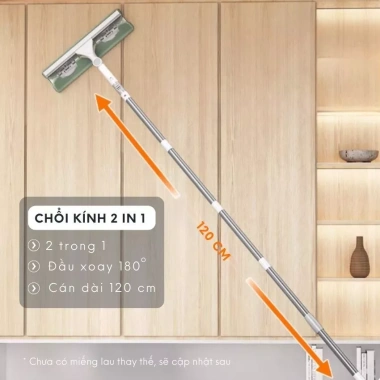 Cây gậy lau kính xoay 360 độ dài 2 mặt, dụng cụ đa năng 2 chức năng kèm gạt kính, giá chỉ 165.000đ 10