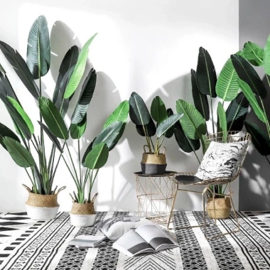 Cây Giả Trang Trí 80cm thiết kế độc đáo - Lá Rùa, Trầu Bà Nam Mỹ, Chuối Thiên Điểu, Môn Quan Âm - Giá ưu đãi 31.000 VND 4
