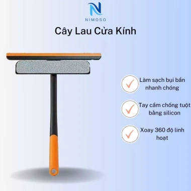 Cây lau cửa kính đa năng 3in1 - gạt silicon xoay 360°, giá chỉ 34.310₫