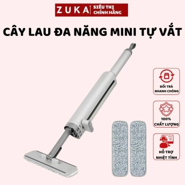 Cây Lau Đa Năng Tự Vắt 2 Trong 1 YATASMART - Lau Bàn, Bếp, Đầu Chổi Xoay Gạt Nước